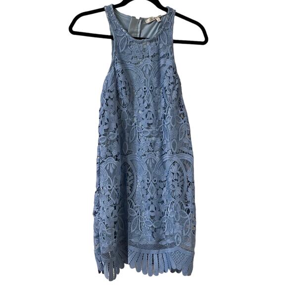 Lovers & Friends Caspian Shift Lace Mini Crystal Blue Dress Size S - Picture 3 of 14